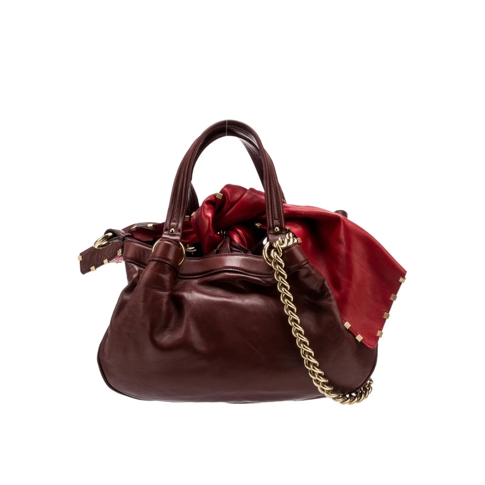 (SOLD) Marc Jacobs Lambskin Leather Handbag in Burgandy Dark Brown w/ Chain
